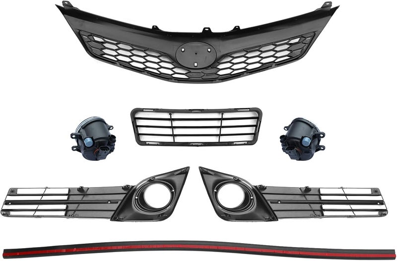 LAFORMO 6PCS Front Bumper Grille Fog Light &Cover Trim Set For 2012 2013 2014 To-yota Camry SE - Image 2